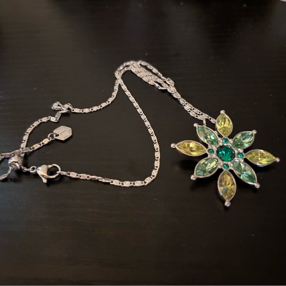 Touchstone Crystal Silver Green Nature-Inspired Necklace - Picture 5 of 6